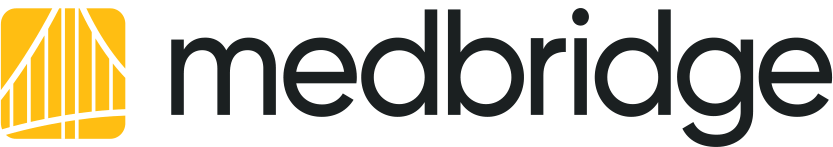 Medbridge logo with a yellow abstract design and 'medbridge' in black lowercase letters.